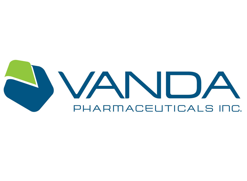 Logo Vanda Pharma, blaue Schift auf weißem Hintergrund